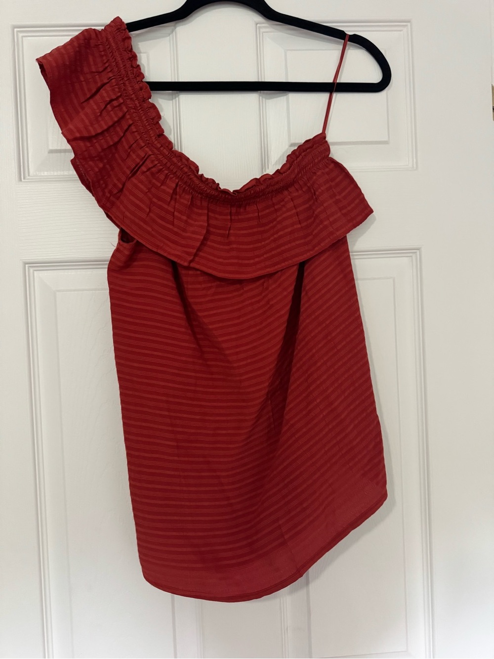 Fat Face One-Shoulder Red Ruffle Top